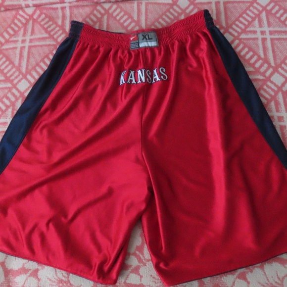 Kansas Jayhawks Shorts Adult XL Blue Red Nike Reversible Gym Basketball Mens - Picture 4 of 6